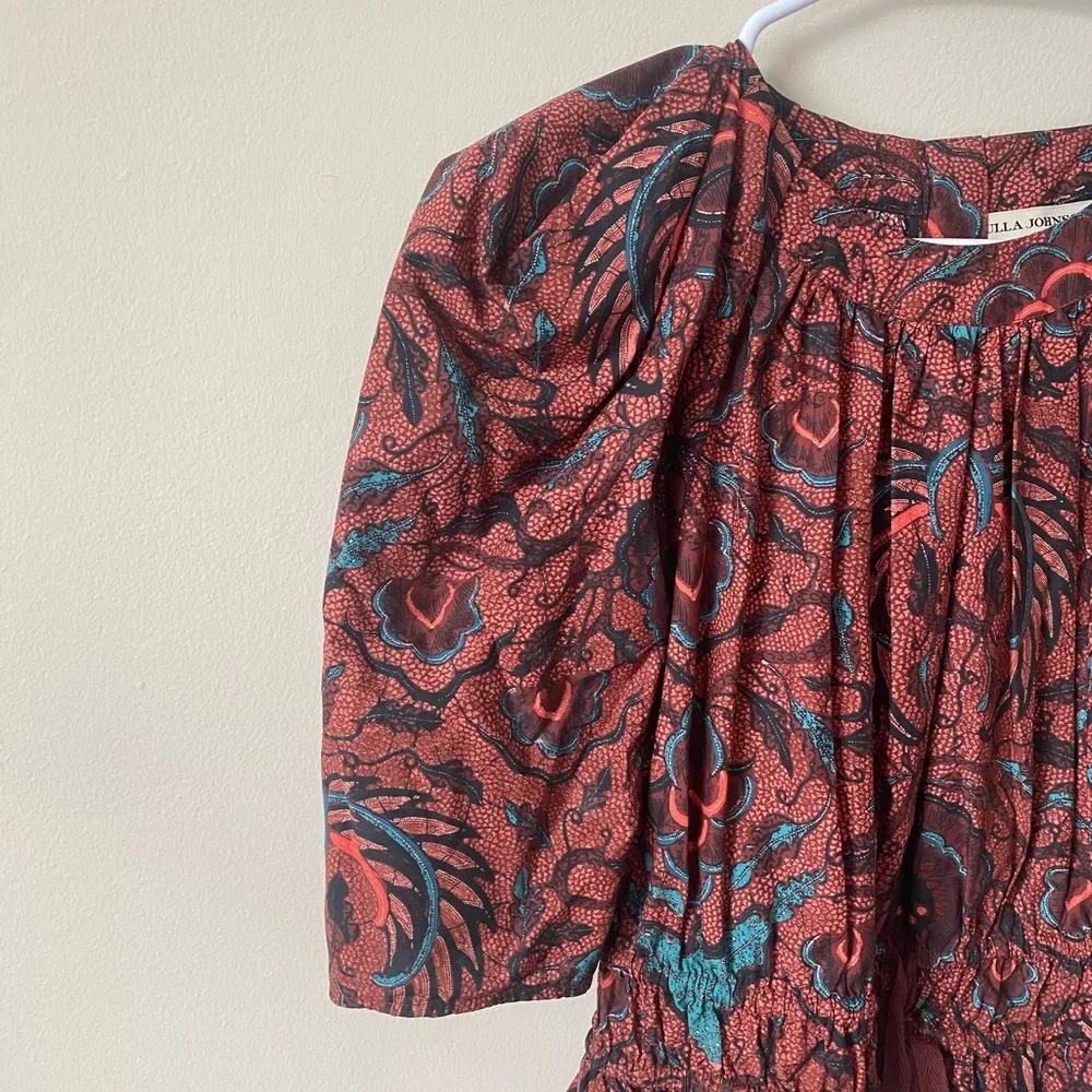 Ulla Johnson Mireya Puff Sleeve Denisa Carmine Peplum Blouse